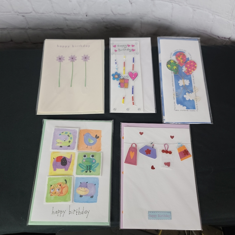 Greeting Card 5 Piece Bundle 3D Happy Birthday.